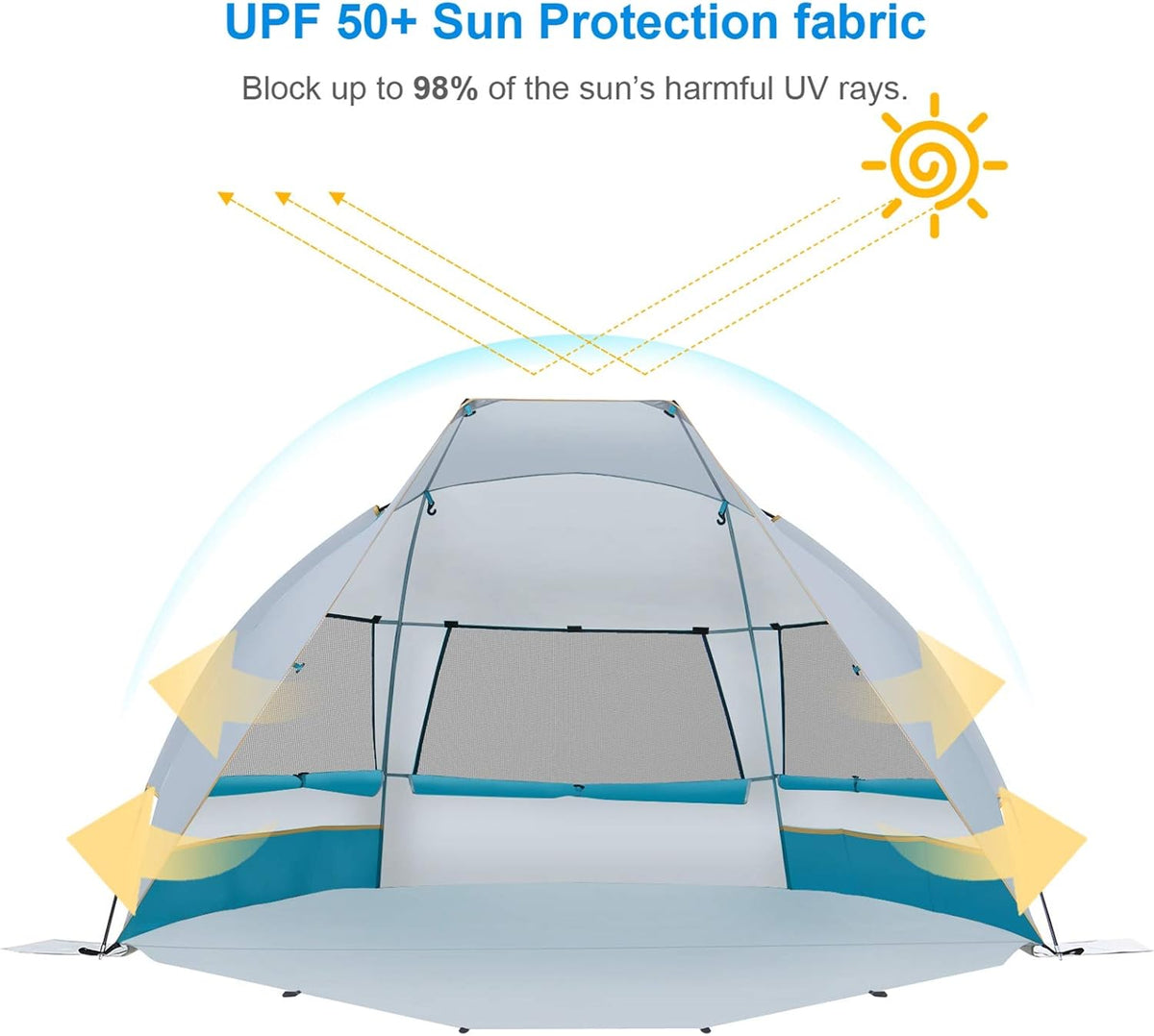 2-3 Person Portable Beach Tent UPF 50+ Sun Shade Canopy N49740
