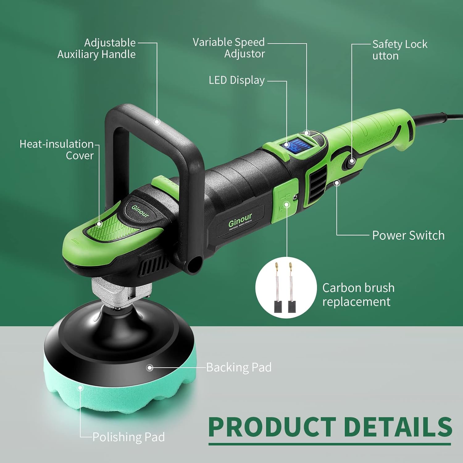 6-Speed Rotary Polisher with 6” and 7“ Backing Plate, Pack of 2 O1422