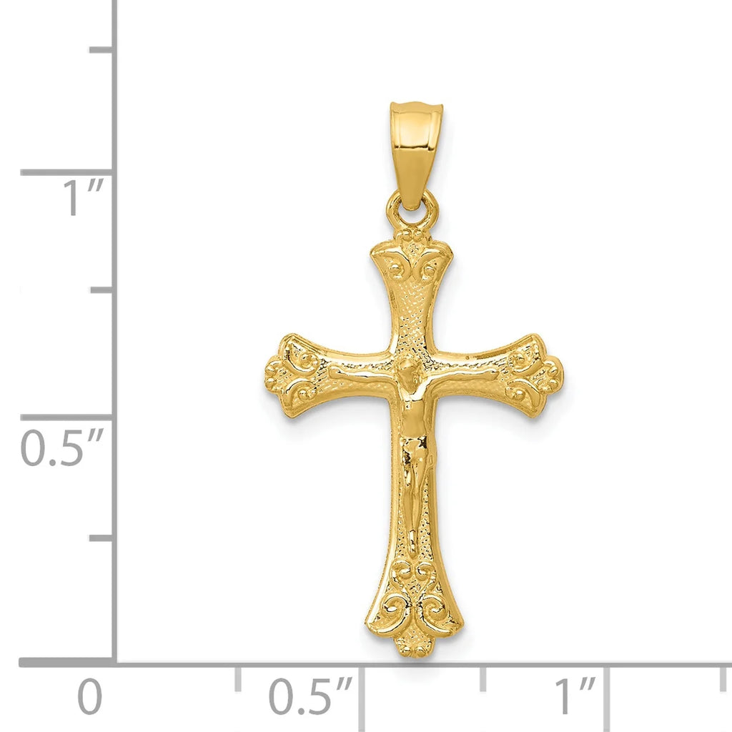 14K Yellow Gold Crucifix Pendant Charm J993