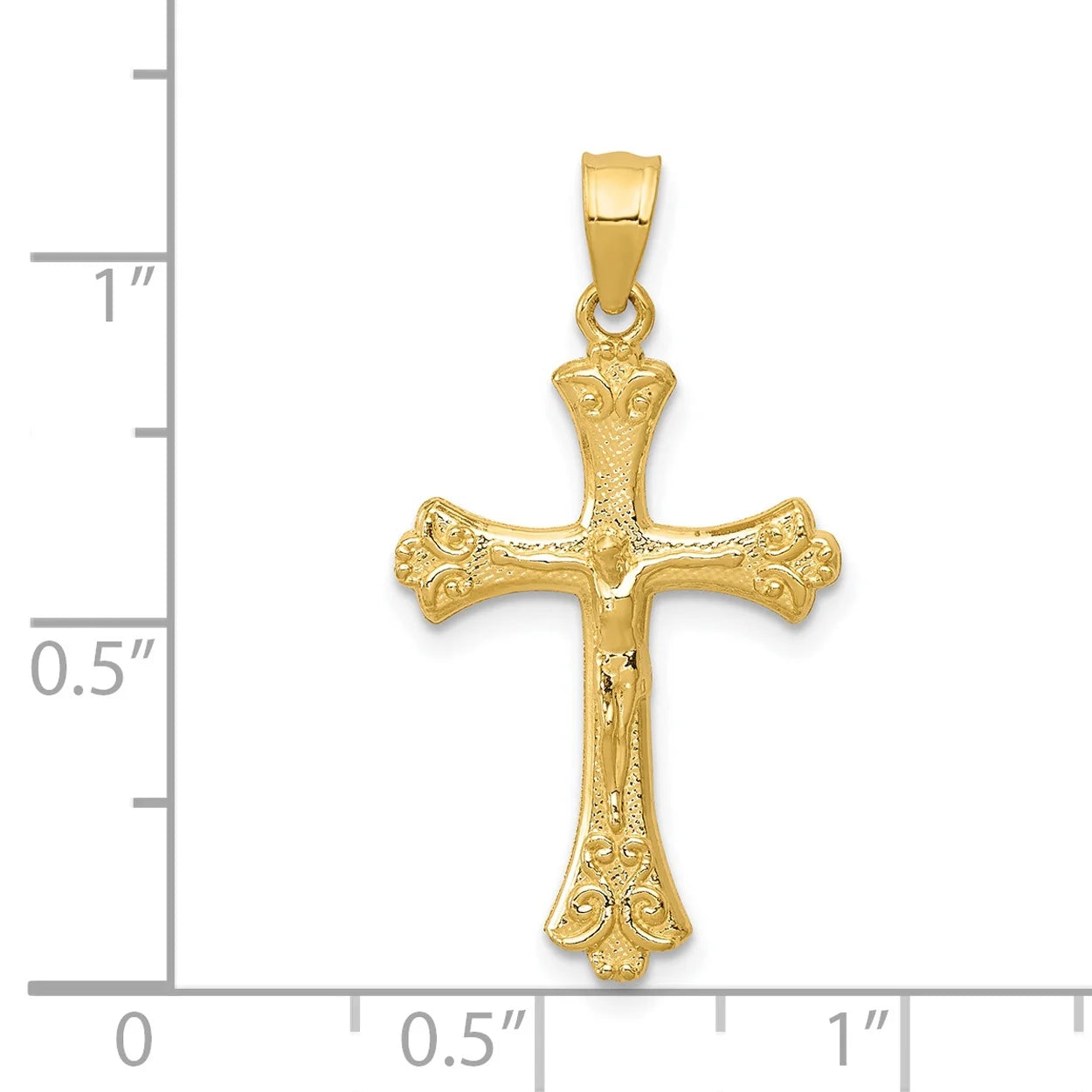14K Yellow Gold Crucifix Pendant Charm J993