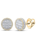 10kt Yellow Gold Mens Baguette Diamond Circle Earrings 1 Cttw N541