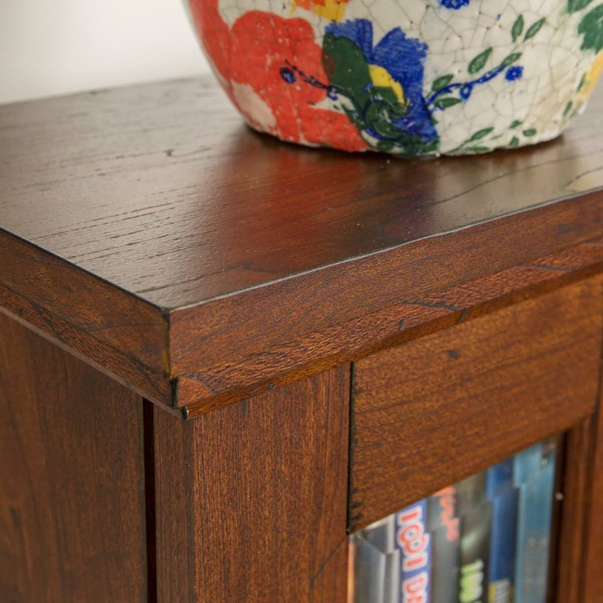 Black Wood Media Storage Tower Cabinet A210