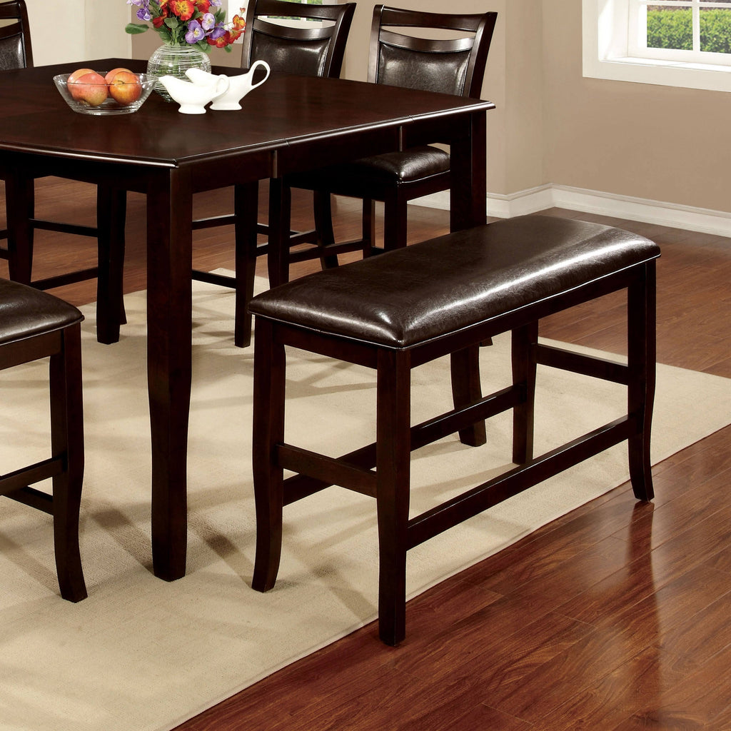 Counter Height Dining Bench Brown Cherry Dark Grey Fabric H69978