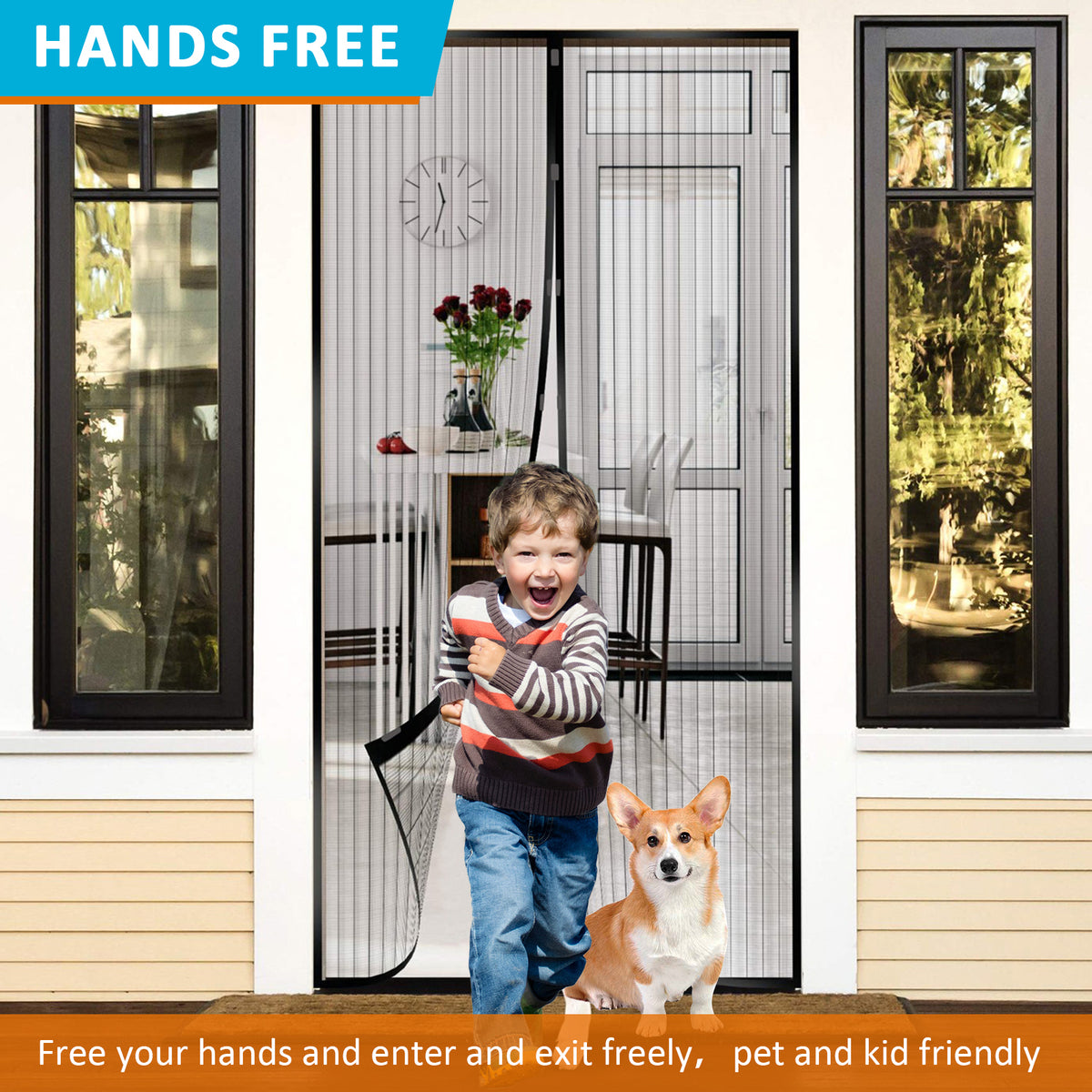 38" x 83" Black Fiberglass Mesh Screen Door O9682