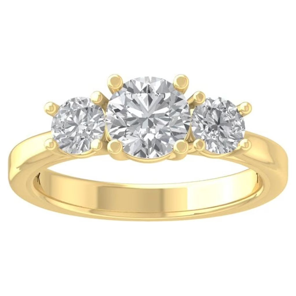 14K Yellow Gold Diamond Three Stone Engagement Ring Size 6 O25992