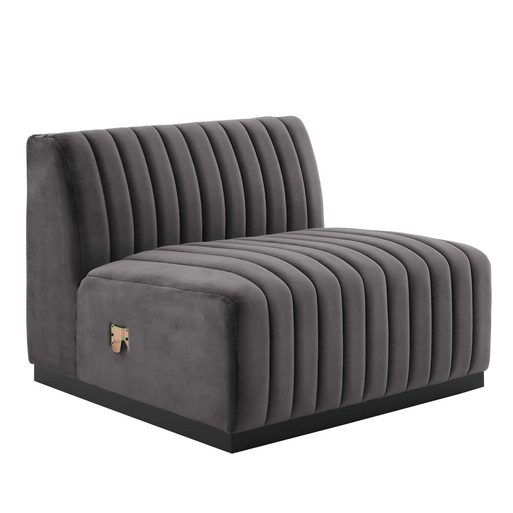 Black Gray Performance Velvet Sofa V4118