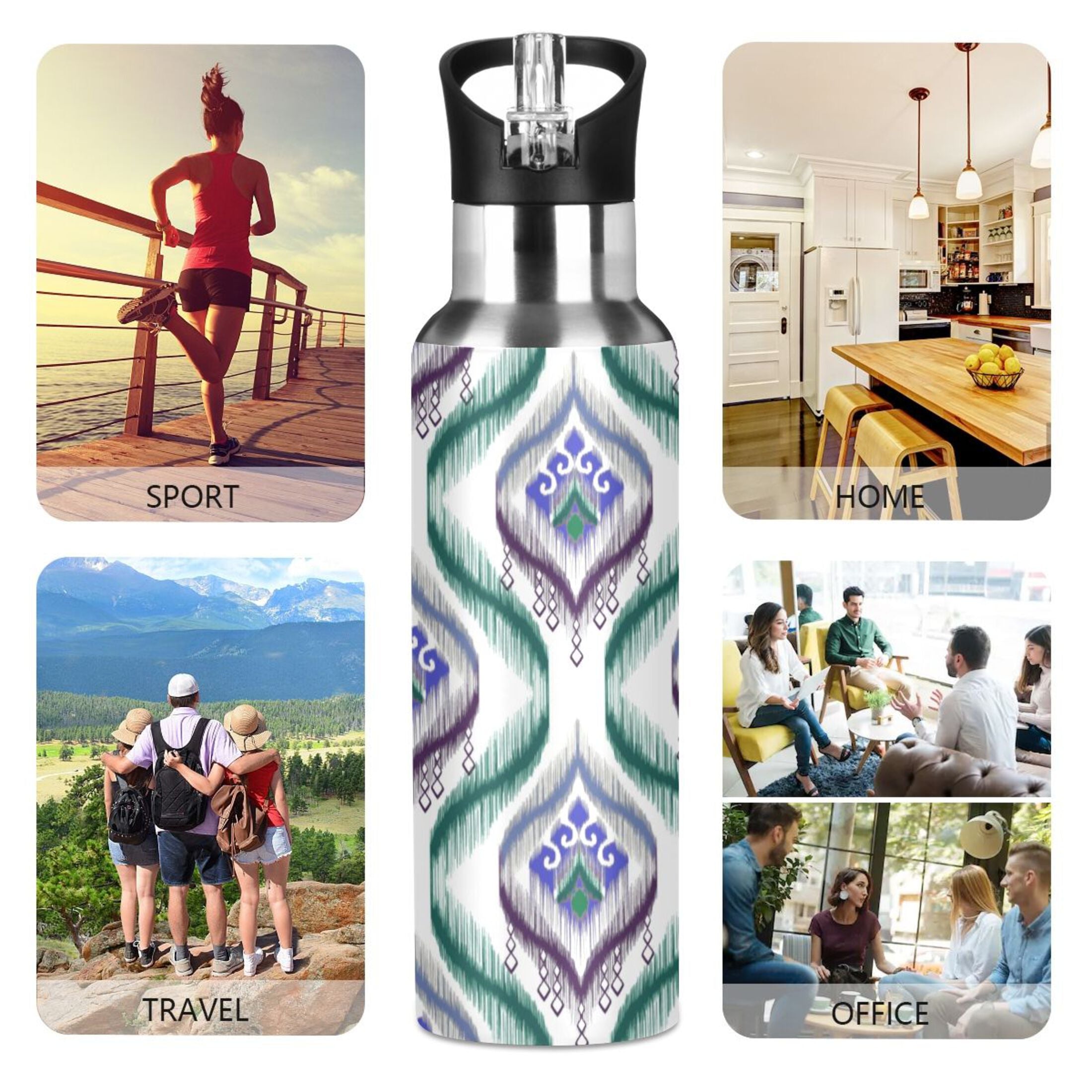 20 oz Stainless Steel Insulated Water Bottle with Straw Lid S51837