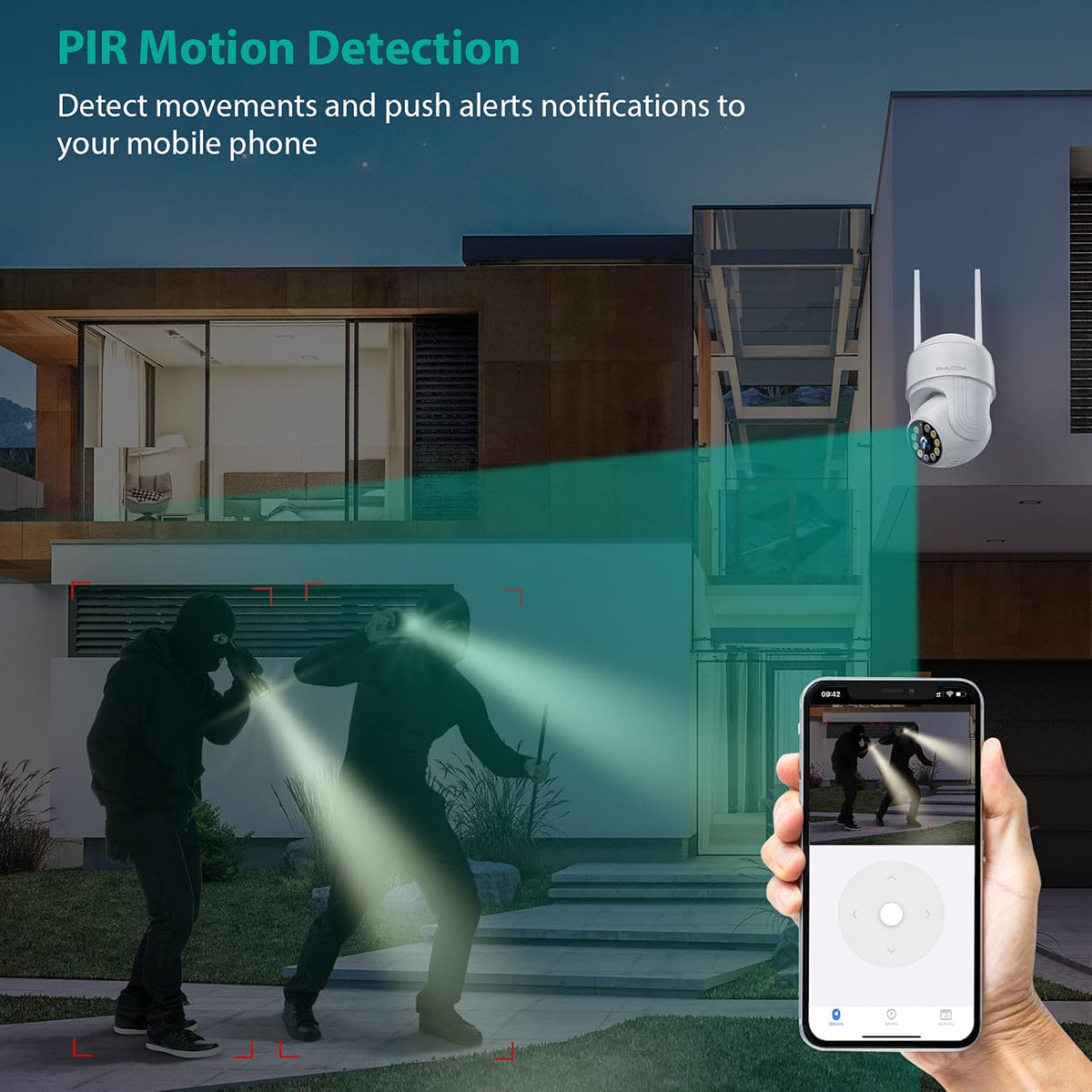 1080P WiFi Outdoor Security Camera with Night Vision, Motion Detection, IP65 Waterproof C605493