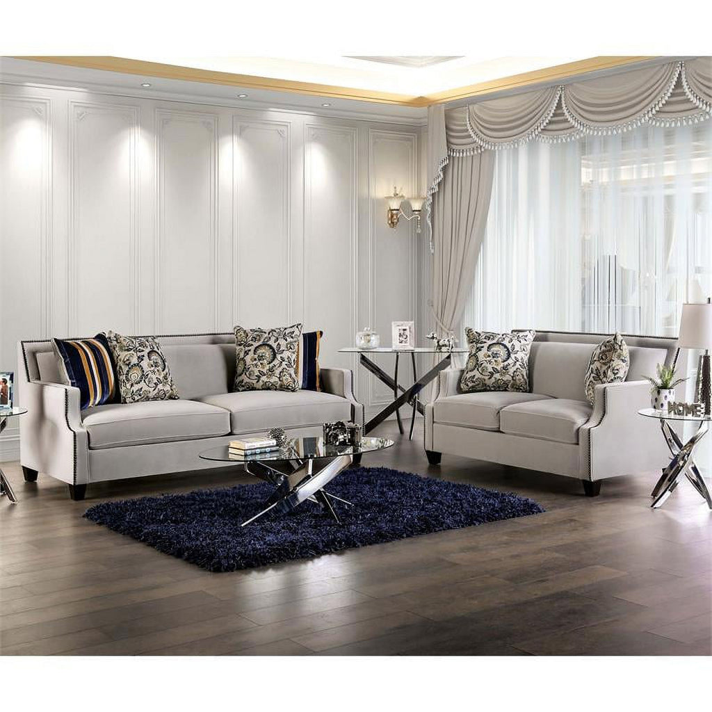Light Gray 2-Piece Fabric Sofa Set S583