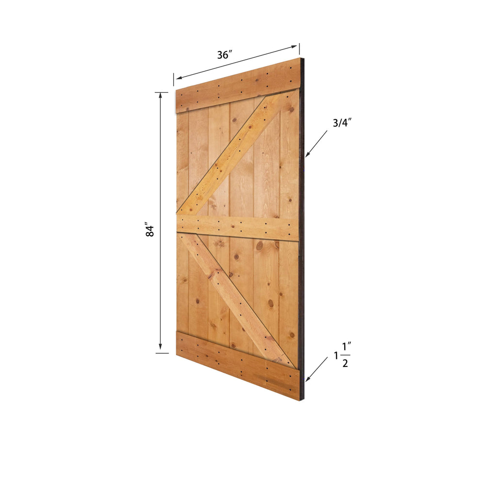 Paneled Wood Barn Door with Installation Hardware Kit B7332