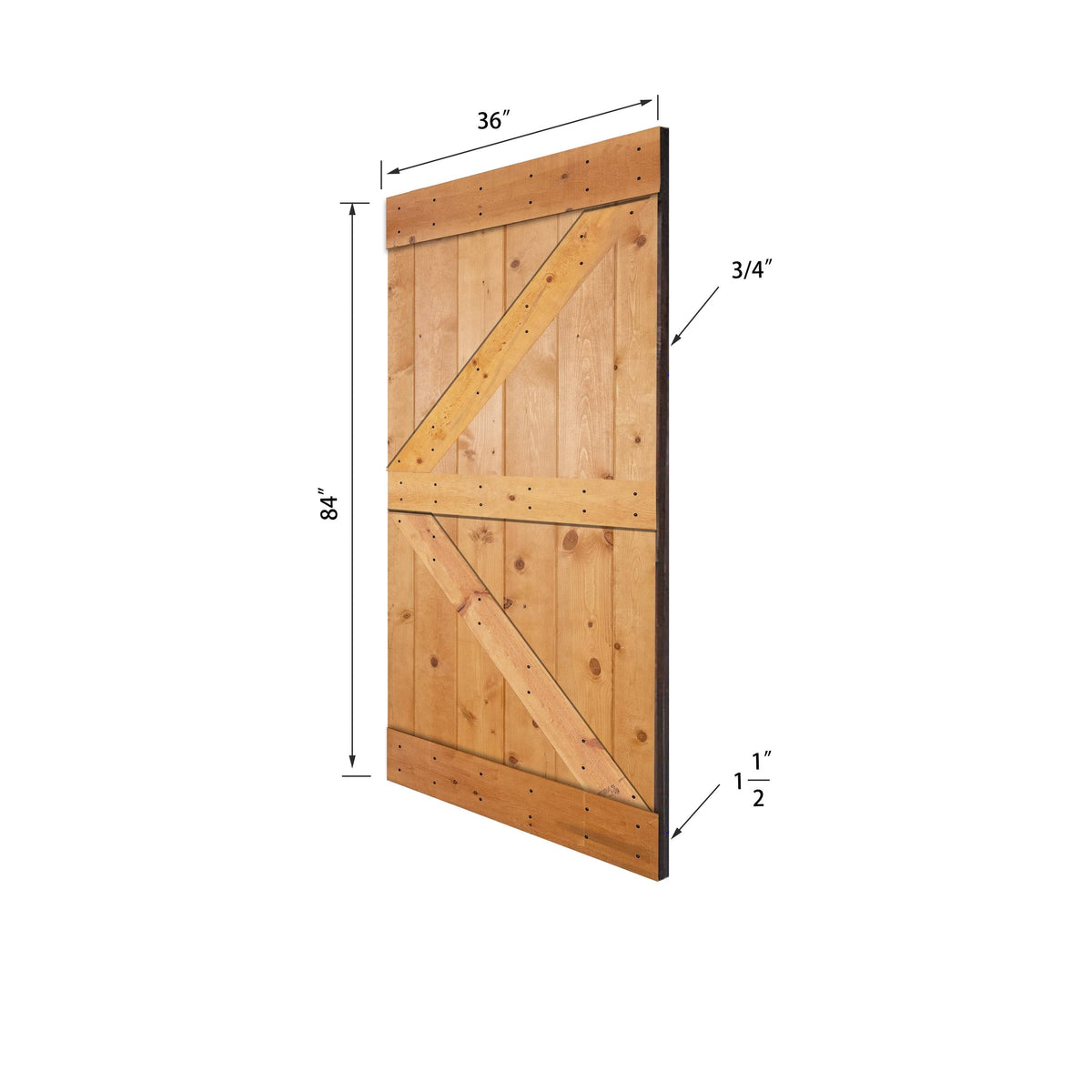 Paneled Wood Barn Door with Installation Hardware Kit B7332