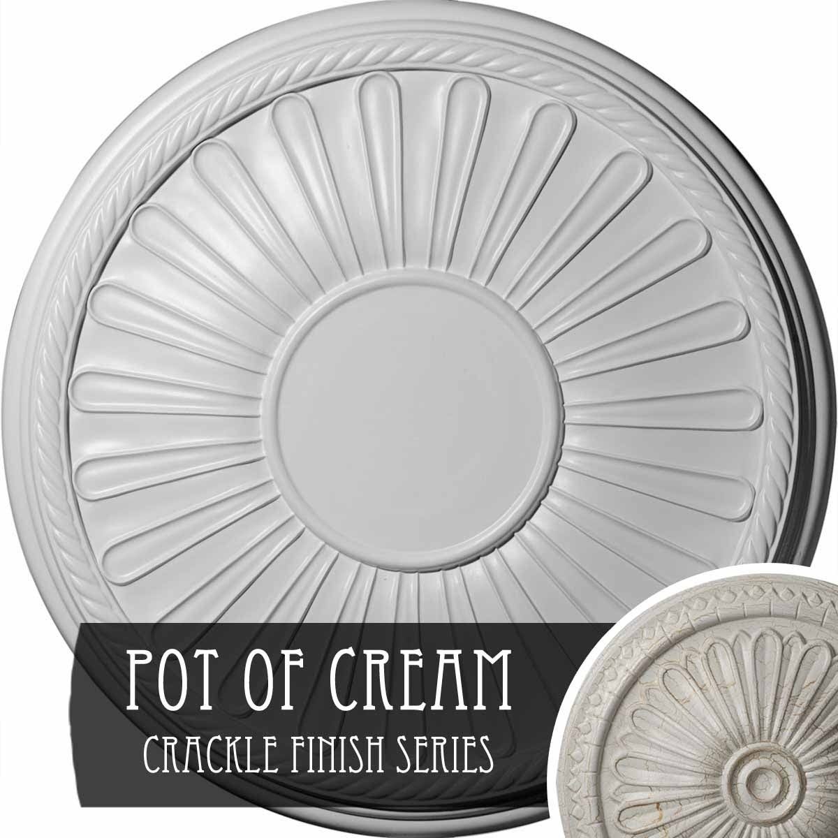 19 7/8x22OD x 1 1/4x22P Ceiling Medallion Hand-Painted Pot of Cream Crackle H658