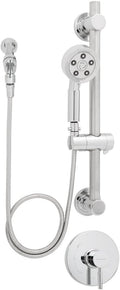 Polished Chrome Handheld Shower Head with Hose, Shower Valve, and Grab Bar Shower Combo E799
