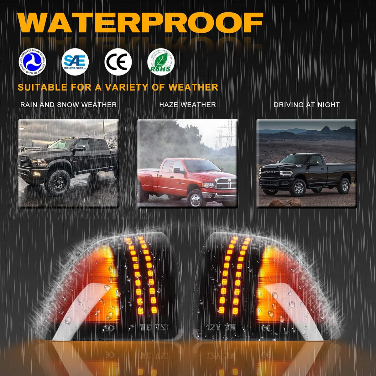 54 LED Sequential Amber Side Mirror Turn Signal Light, 2 Pack I76104