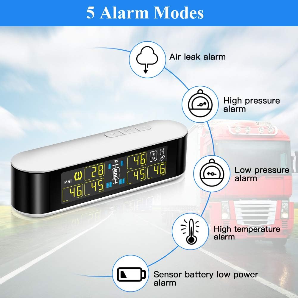 6 External Sensors TPMS Tire Pressure Monitoring System with LCD Color Screen T7145