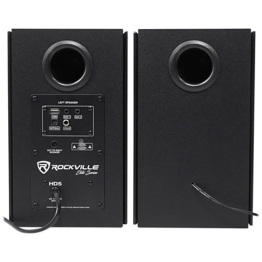 5x22 Powered Bluetooth Bookshelf Speakers with Stands W47883