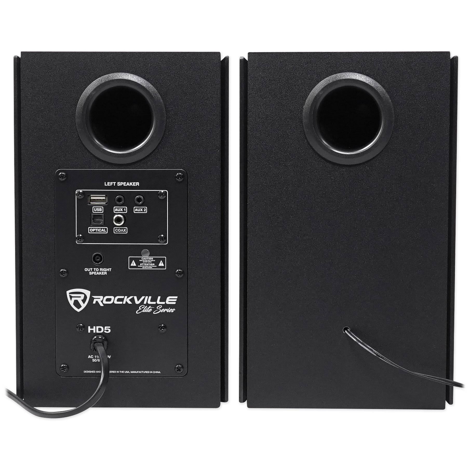 5x22 Powered Bluetooth Bookshelf Speakers with Stands W47883