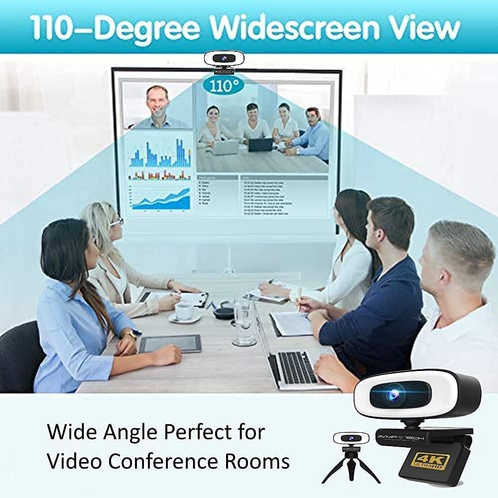 4K Webcam with Light Ultra HD 8MP Autofocus USB Web Cam with Microphone V852