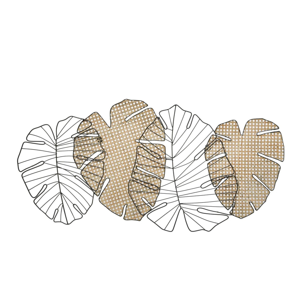 Metal 4-Leaves Wall Decor Black Brown E5935