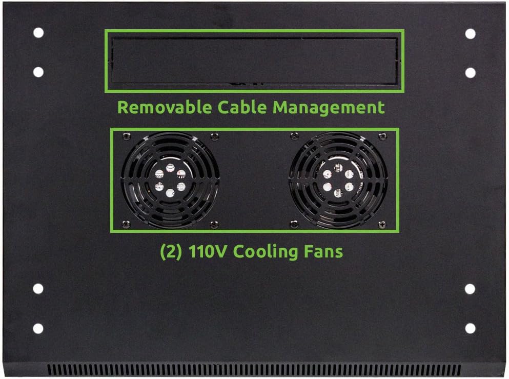 12U 19-Inch Wallmount Server Network Rack with Locking Glass Door Black with Shelves R438174