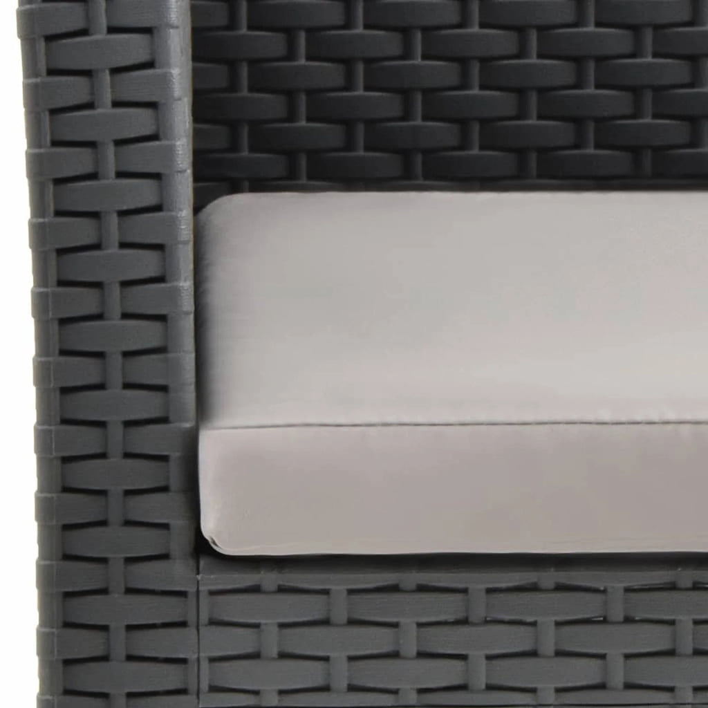 2 Piece Patio Lounge Set with Cushions Sofa Chair Coffee Table PP Rattan Anthracite Outdoor Sectional Sofa Set J95171