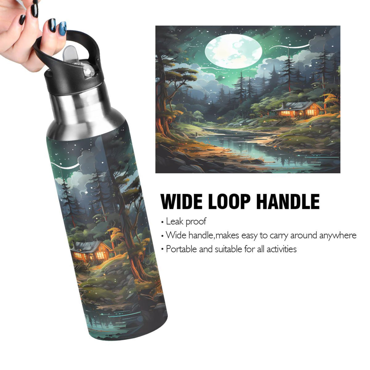 Stainless Steel Insulated Water Bottle with Straw Lid D41393