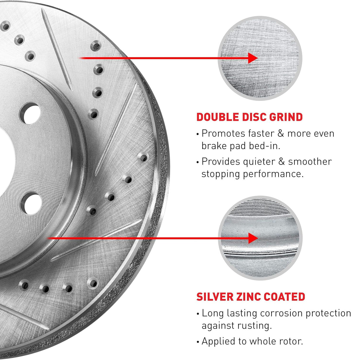 Drilled Slotted Brake Rotors Kit & Semi Met Brake Pads H402782