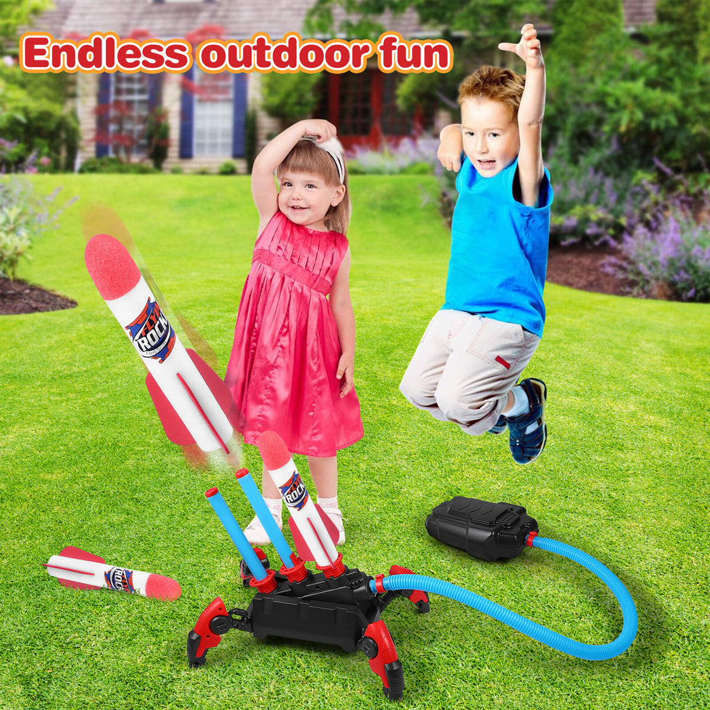 1 Set Outdoor Stomp Launch Foam Rockets Toy K48603