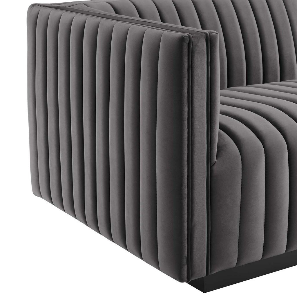 Black Gray Performance Velvet Sofa V4118