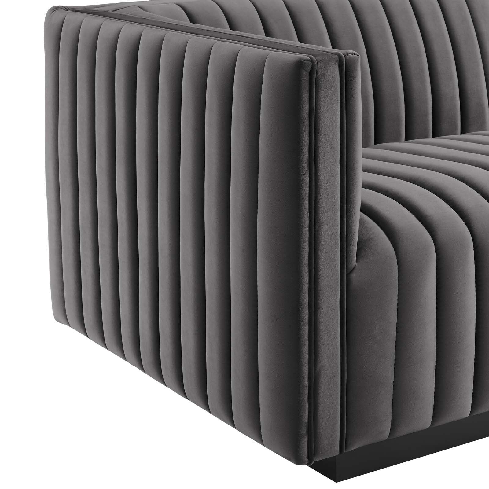 Black Gray Performance Velvet Sofa V4118