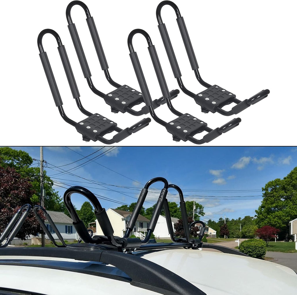 Kayak Roof Rack J-Bar Carrier Canoe Boat Rack Surf Ski Roof Rack Top Mount Car SUV Truck Crossbar 2 Pairs A313463
