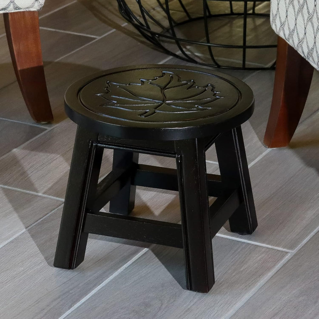 Natural Carved Wooden Step Stool W84230