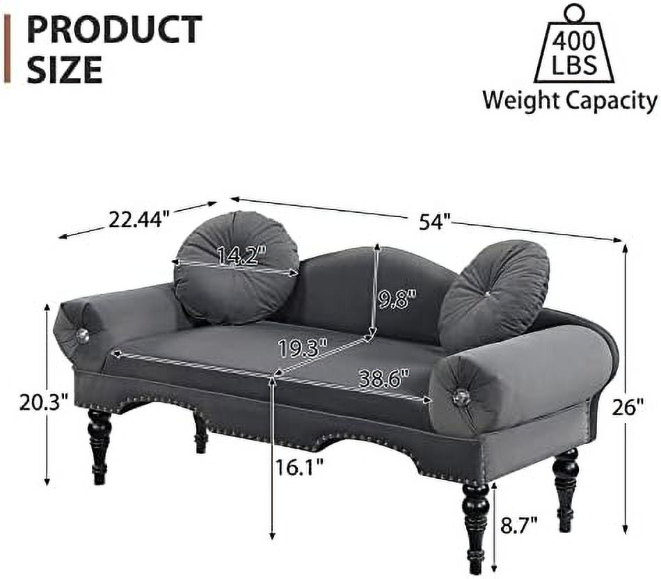 54" Velvet Tufted 2 Seater Loveseat Sofa with 2 Pillows Z81901