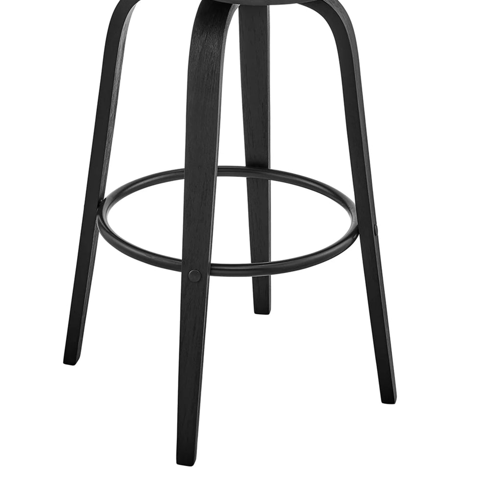 Gray and Black Swivel Counter Stool with Leatherette Bucket Seat I34293