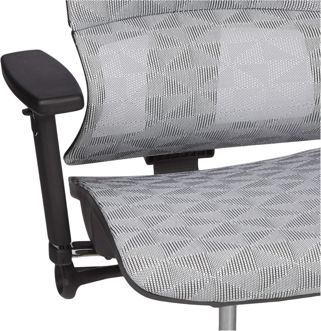 Grey High Back Mesh Executive Office Chair with Adjustable Headrest and Armrest J49094