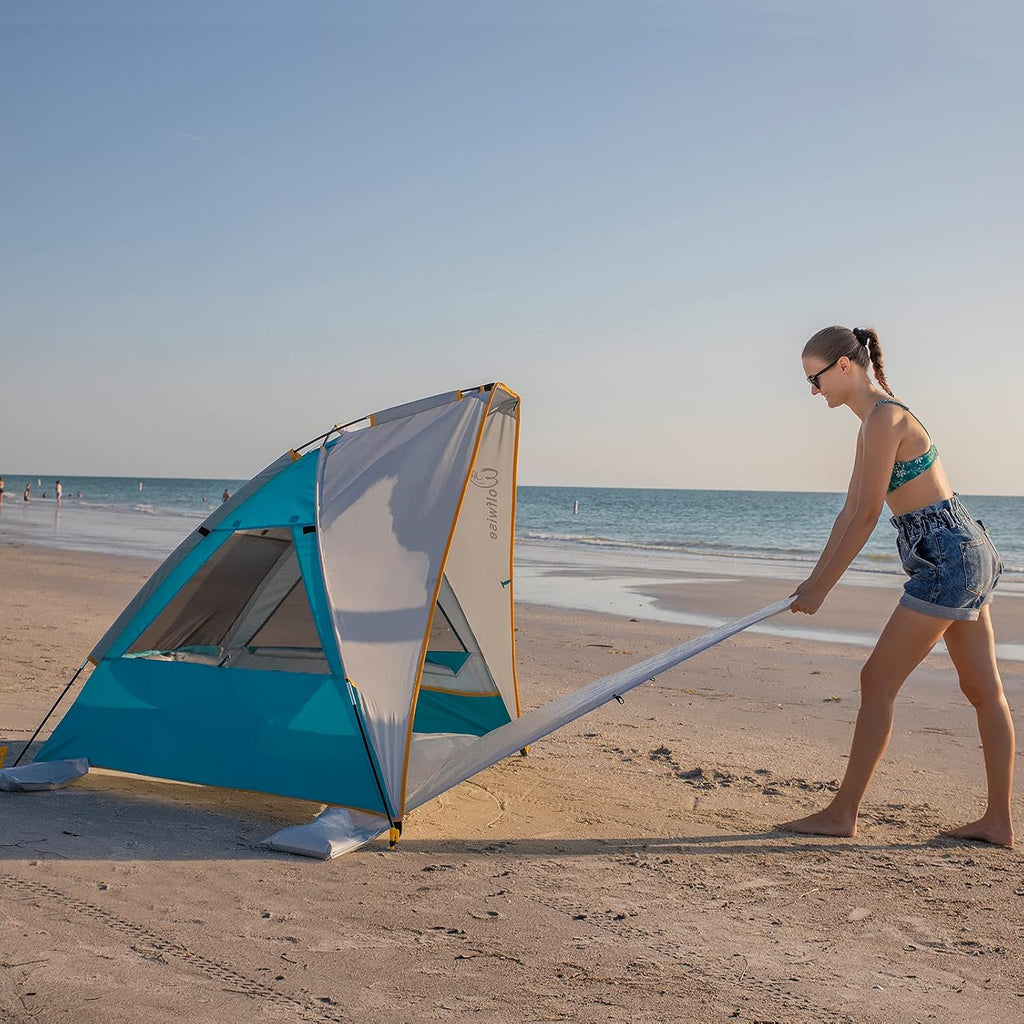 2-3 Person Portable Beach Tent UPF 50+ Sun Shade Canopy N49740