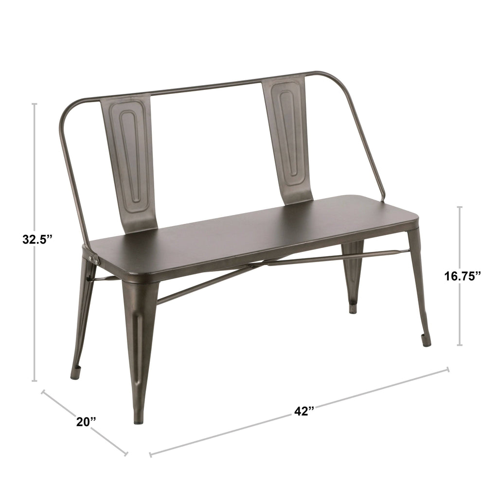 Antique Industrial Metal Bench Q85579