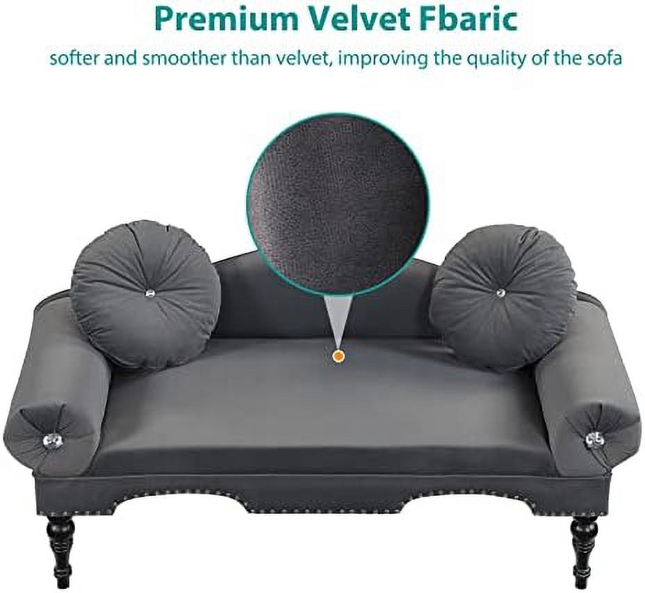 54" Velvet Tufted 2 Seater Loveseat Sofa with 2 Pillows Z81901