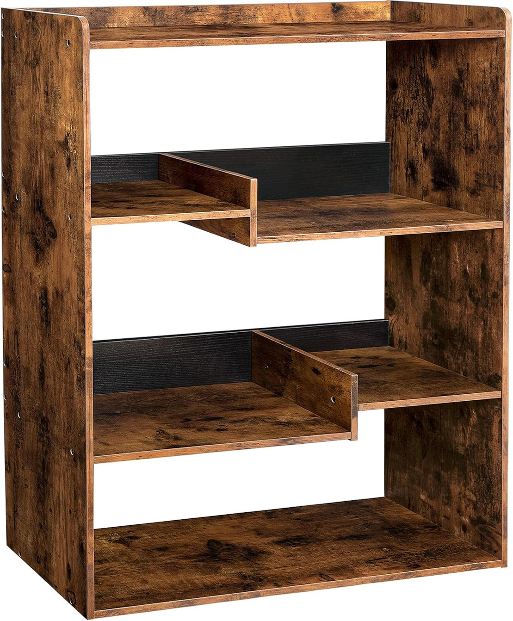 Rustic Brown Wooden Bookcase with Open Shelves W7638