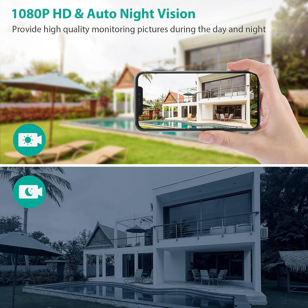 1080P WiFi Outdoor Security Camera with Night Vision, Motion Detection, IP65 Waterproof C605493