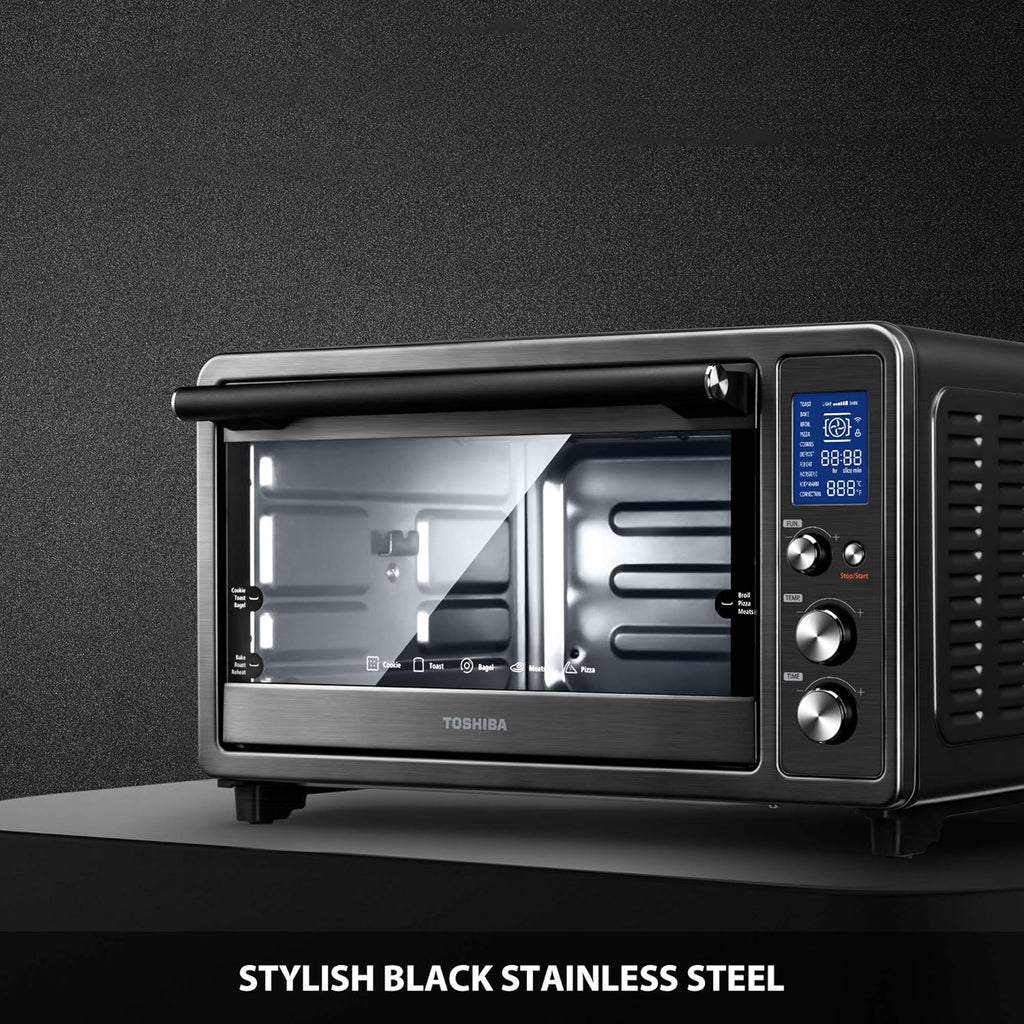 Black Stainless Steel Microwave Oven and Digital Toaster Oven with Double Infrared Heating and Speedy Convection, 6-slice/12-inch Capacity, 1700W Z3252