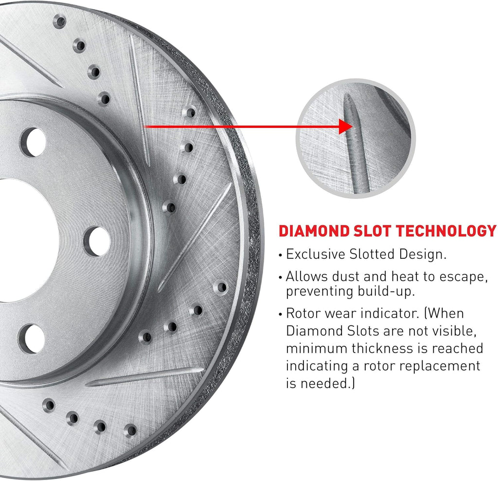 Drilled Slotted Brake Rotors Kit & Semi Met Brake Pads H402782