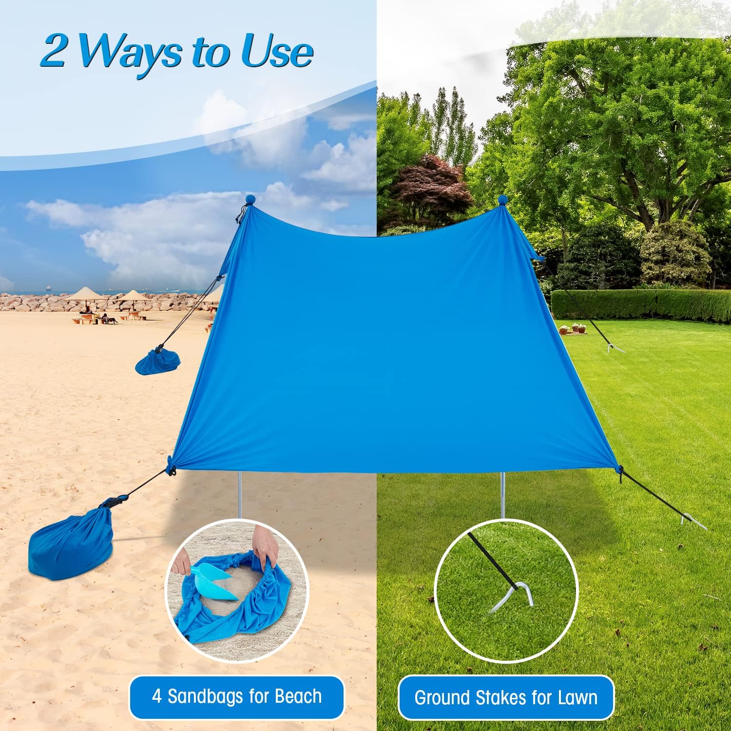 6 x 6 FT UPF50+ Pop Up Beach Tent with Carry Bag D13300