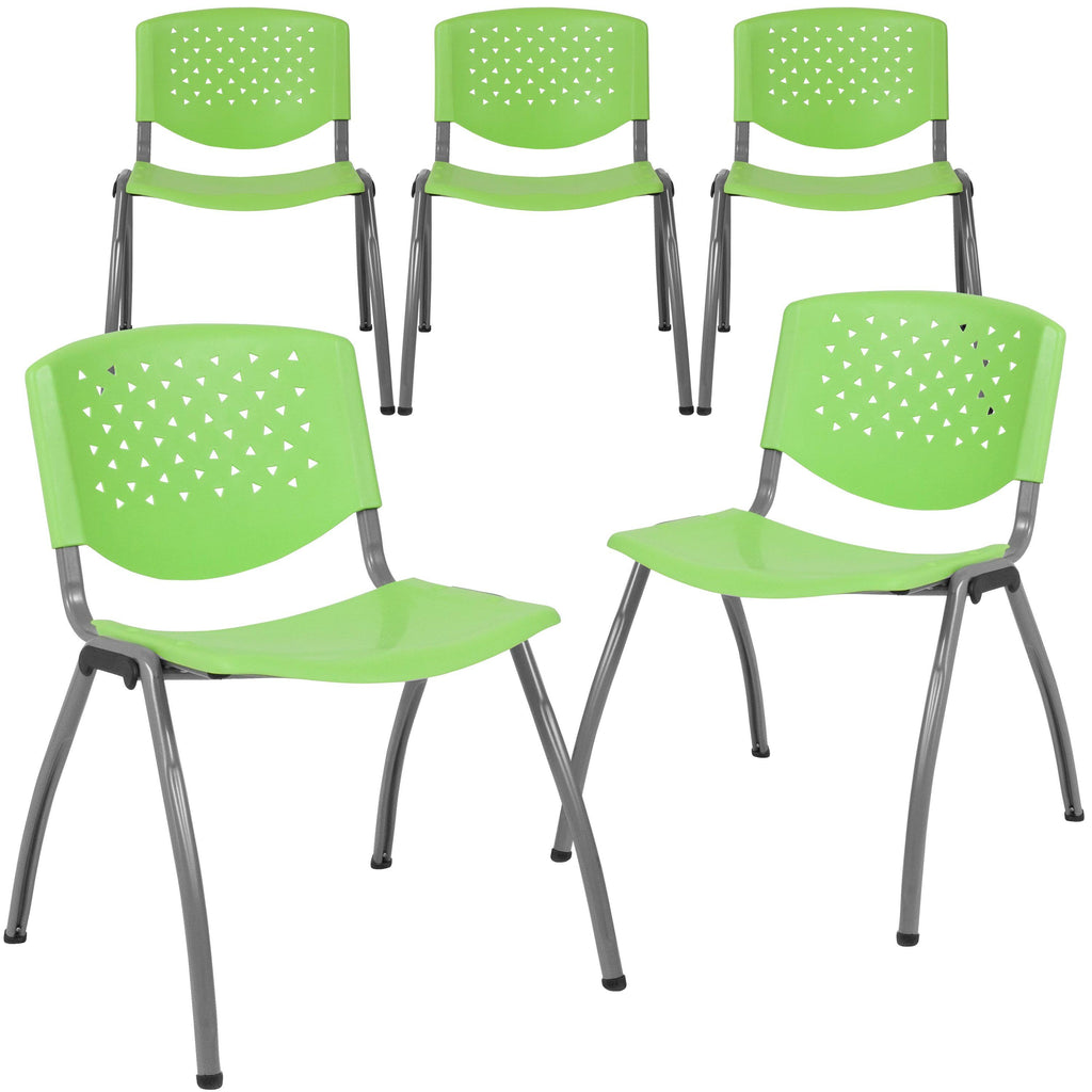 Green Plastic Stack Chair with Titanium Frame K483