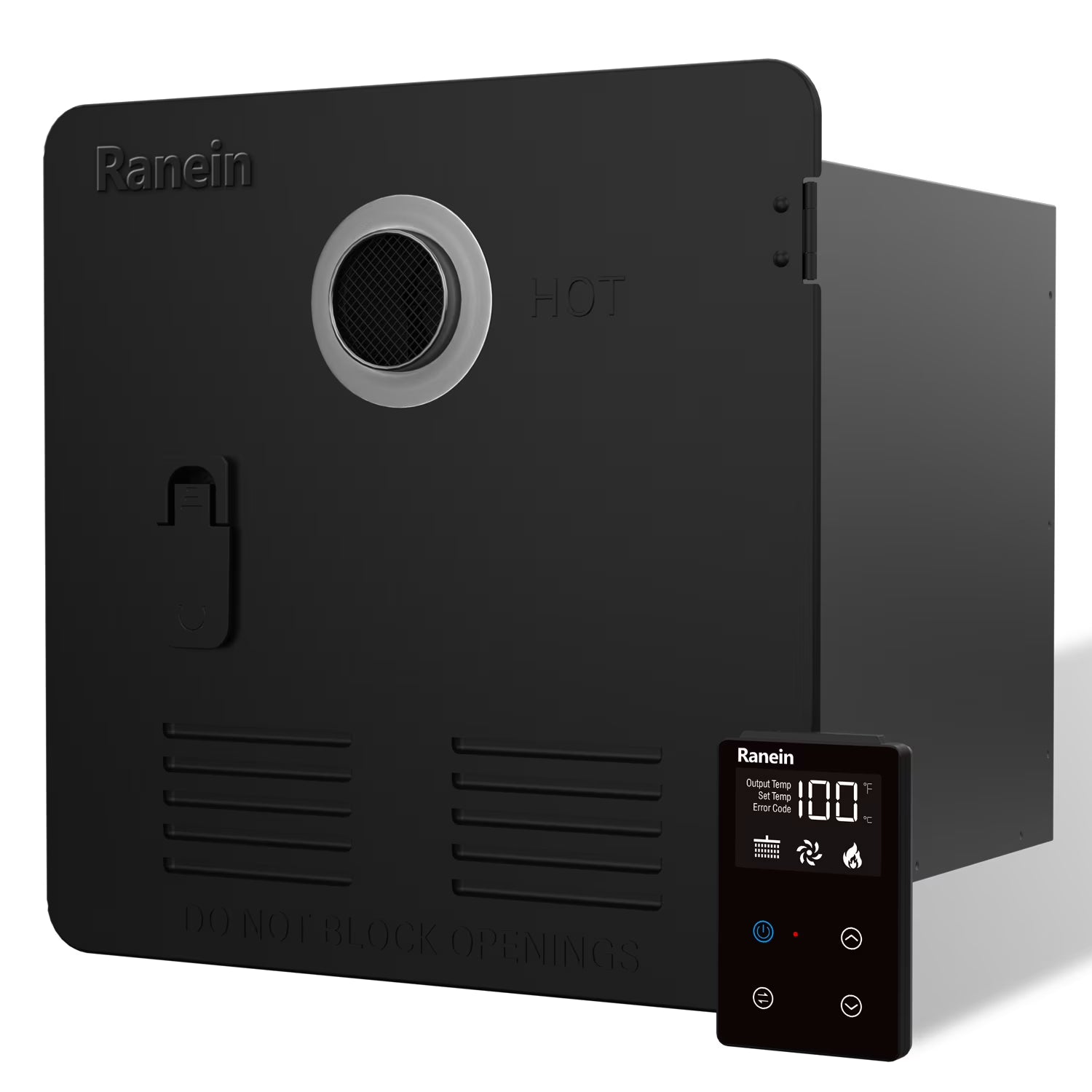 65,000 BTU RV Tankless Water Heater, 3.9 GPM, Black 15" x 15" Door A675