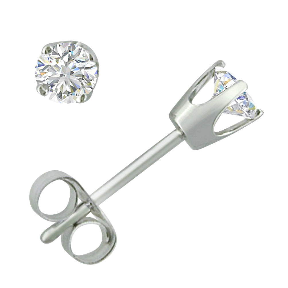 1/4ct TW Round Natural Diamond Stud Earrings in 14K White Gold F72809