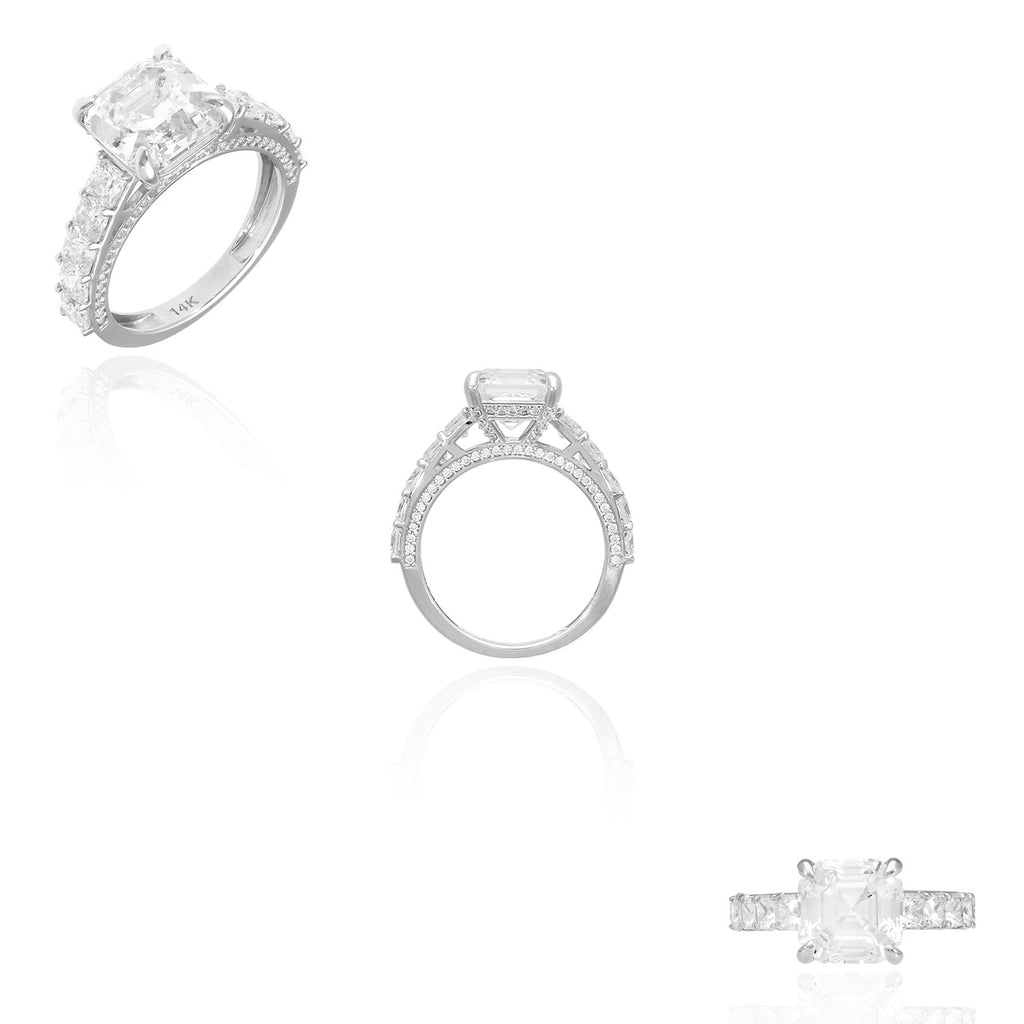 14K White Gold Created Diamond Engagement Ring S928963