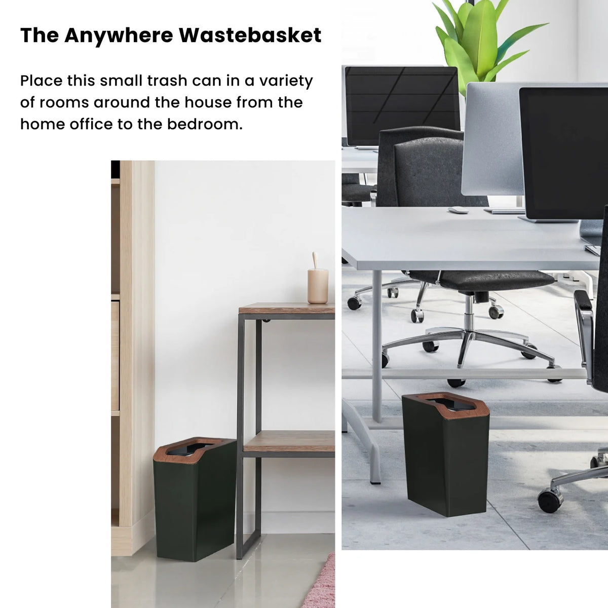 Green 2 Pack Slim Plastic Trash Can with Open Top W419