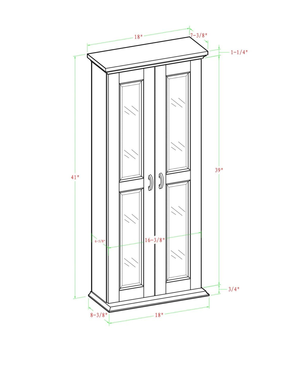 Black Wood Media Storage Tower Cabinet A210