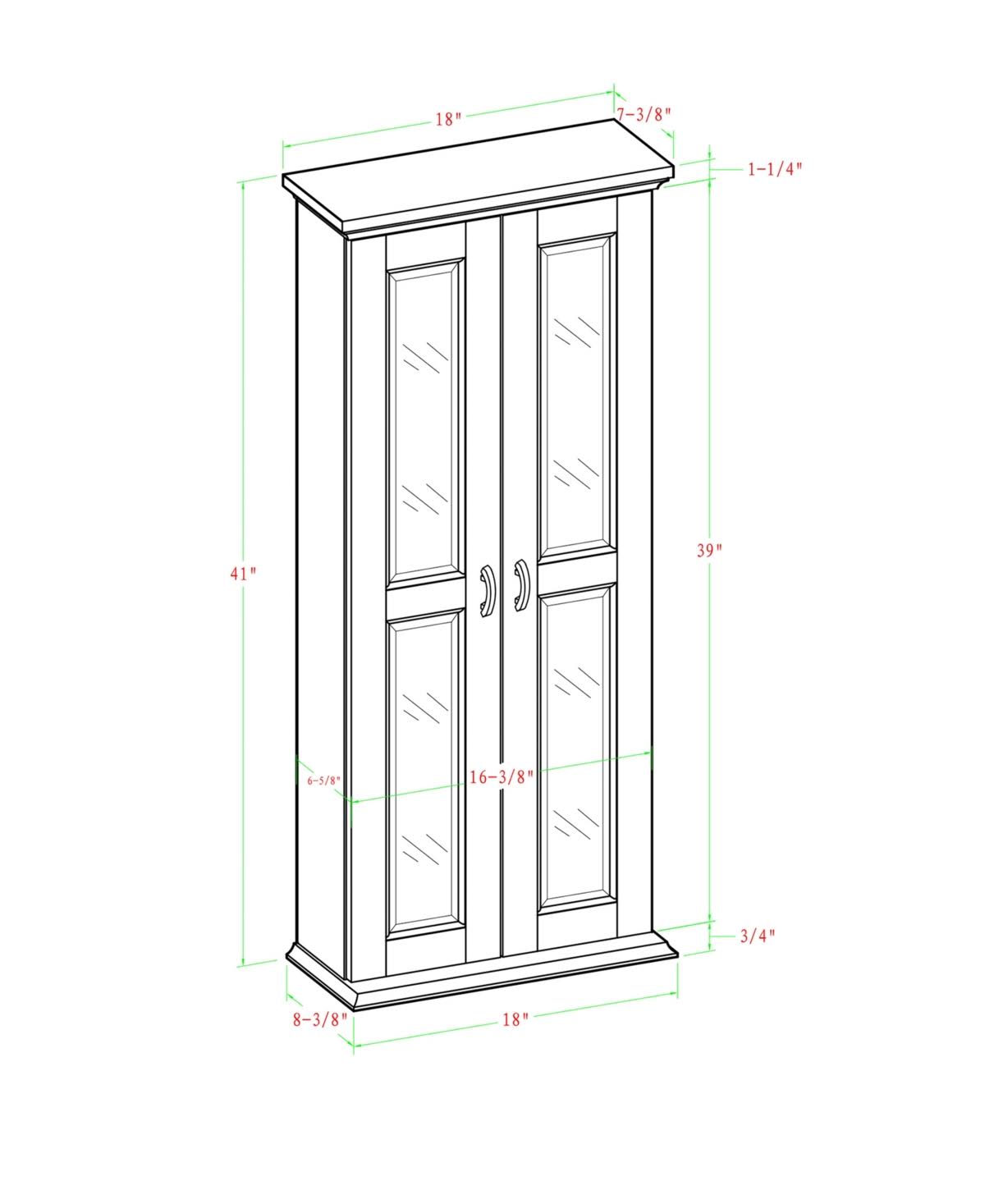 Black Wood Media Storage Tower Cabinet A210